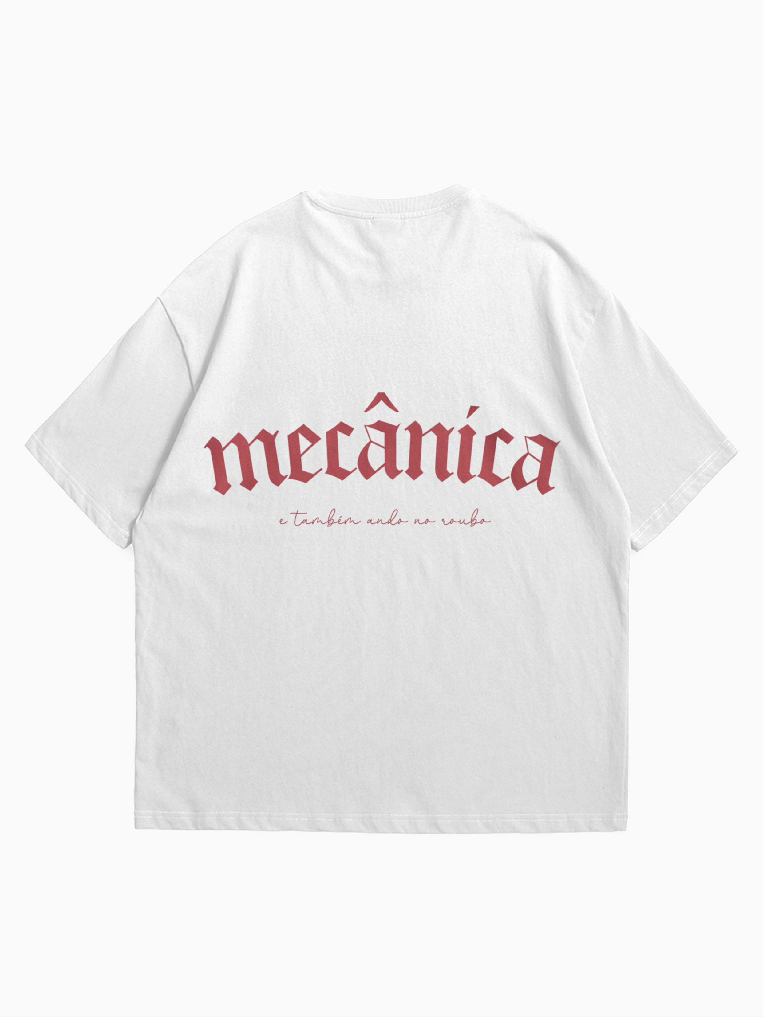 T-shirt Oversized Branca: Mecânica & Roubo