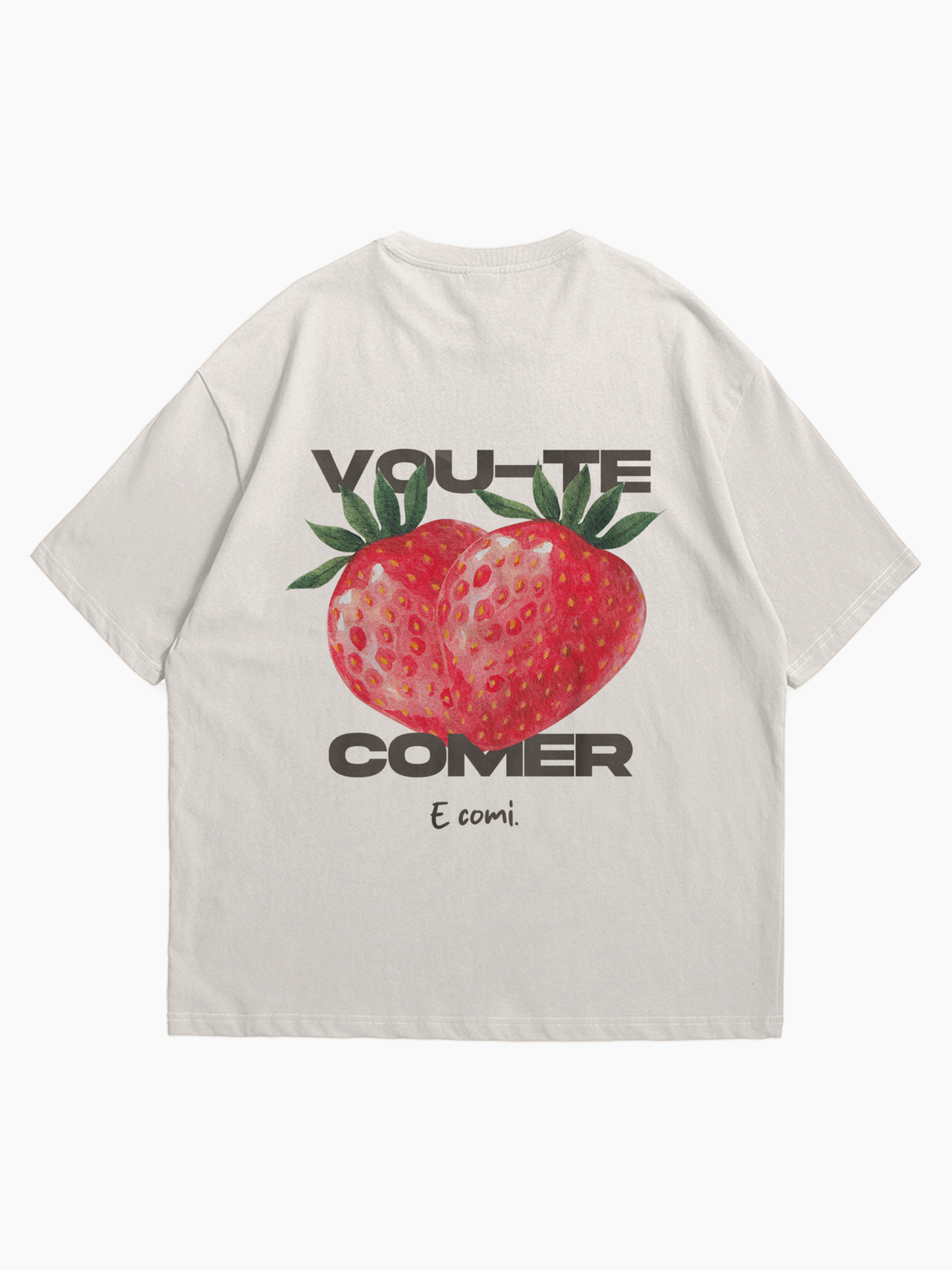 T-shirt Oversized Bege: Comer e Comi