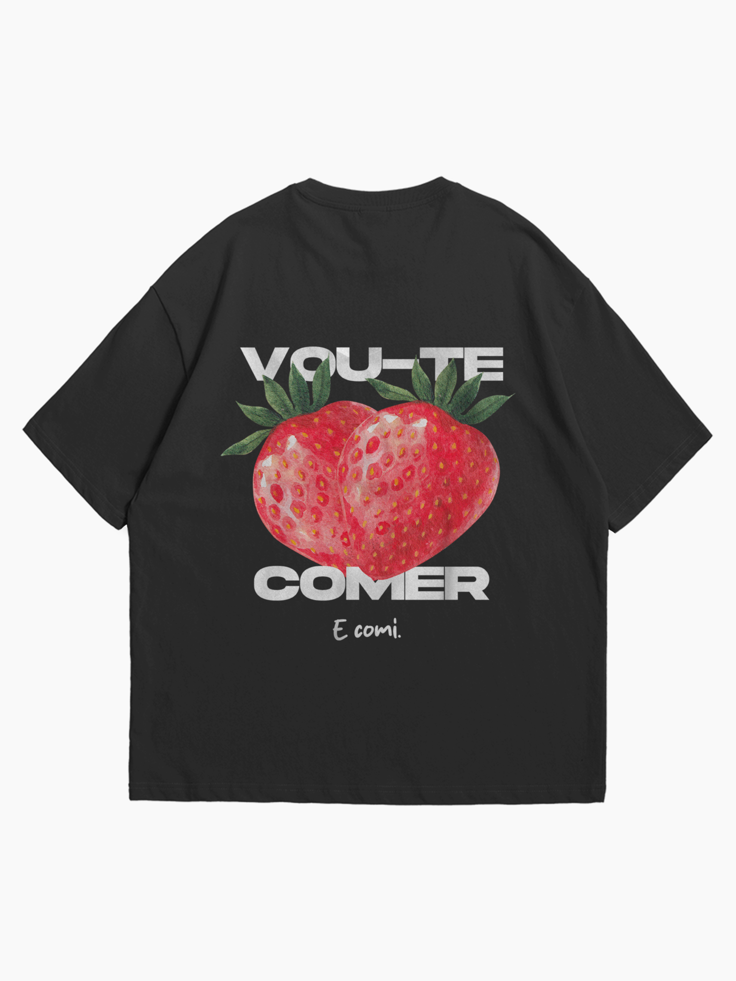 T-shirt Oversized Preta: Comer e Comi